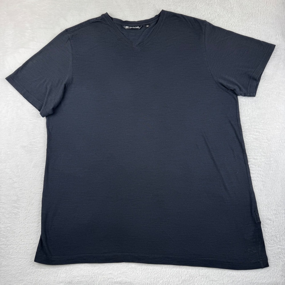 Travis Mathew V-Neck T-Shirt Mens XXL Charcoal Black Micro-Ribbed Pima Cotton